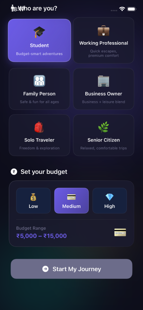 Travel Sathi Budget Selector