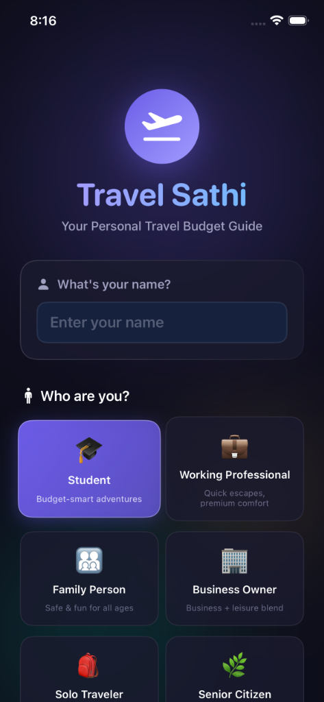 Travel Sathi Role Selection